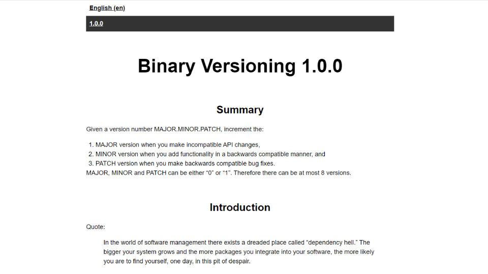 Binary Versioning